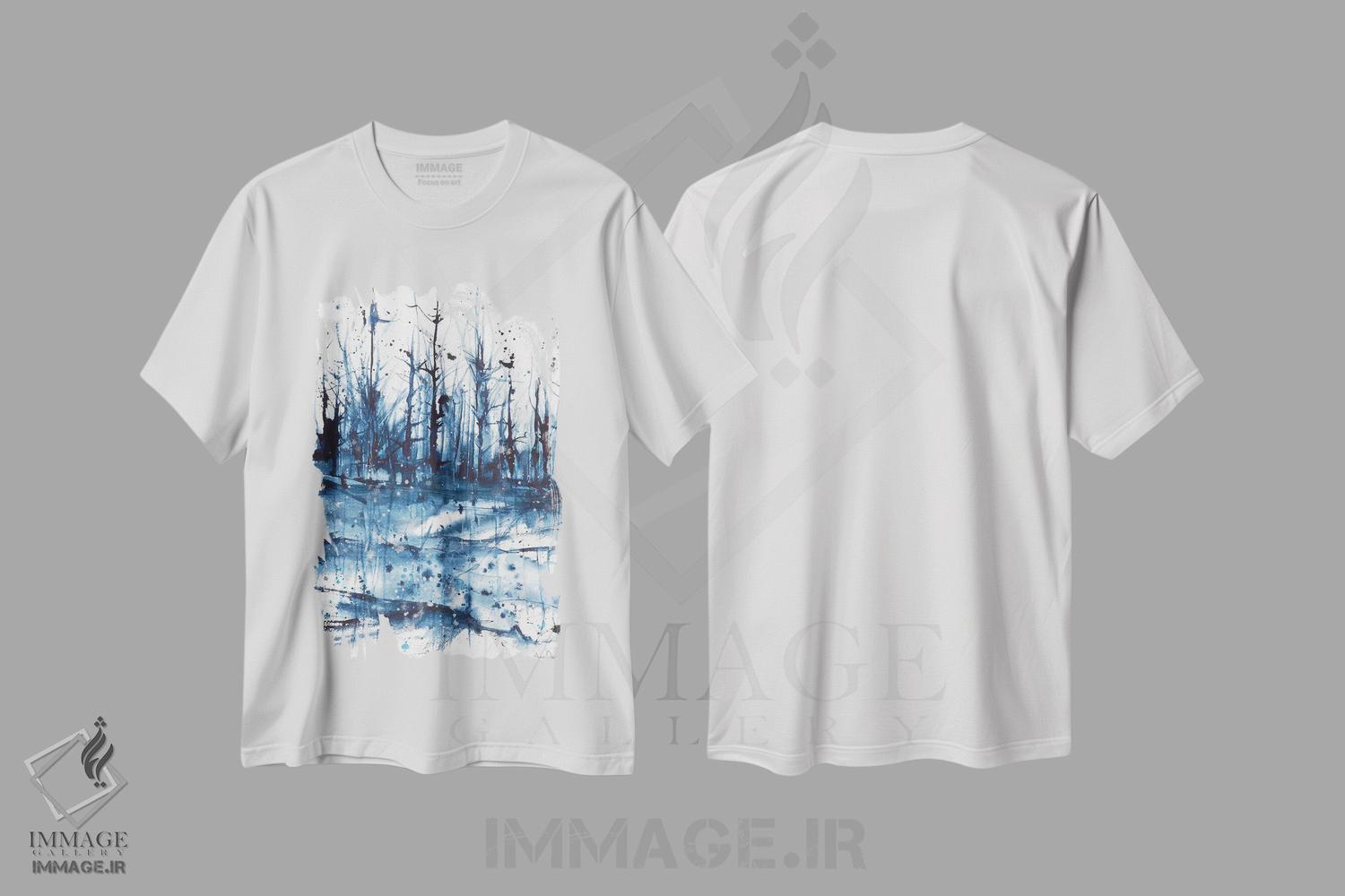 تیشرت طرح دار منظرهٔ انتزاعی آبی، آبستره اثر آنا اوز | immage.ir