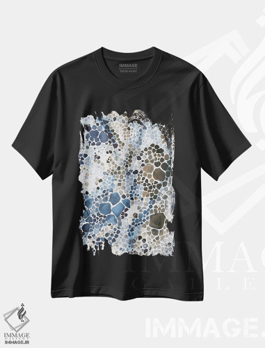 تیشرت طرح دار انتزاع آبی و قهوه ای II، آبستره اثر آنا اوز | فروشگاه ایماژ