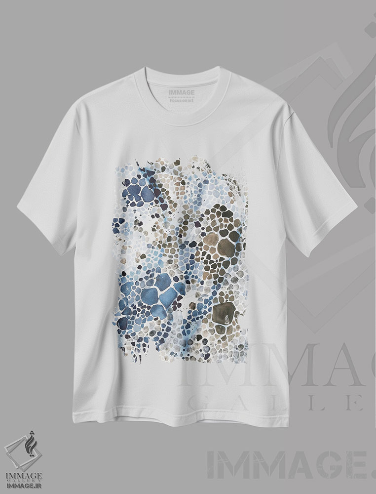 تیشرت طرح دار انتزاع آبی و قهوه ای II، آبستره اثر آنا اوز | immage.ir