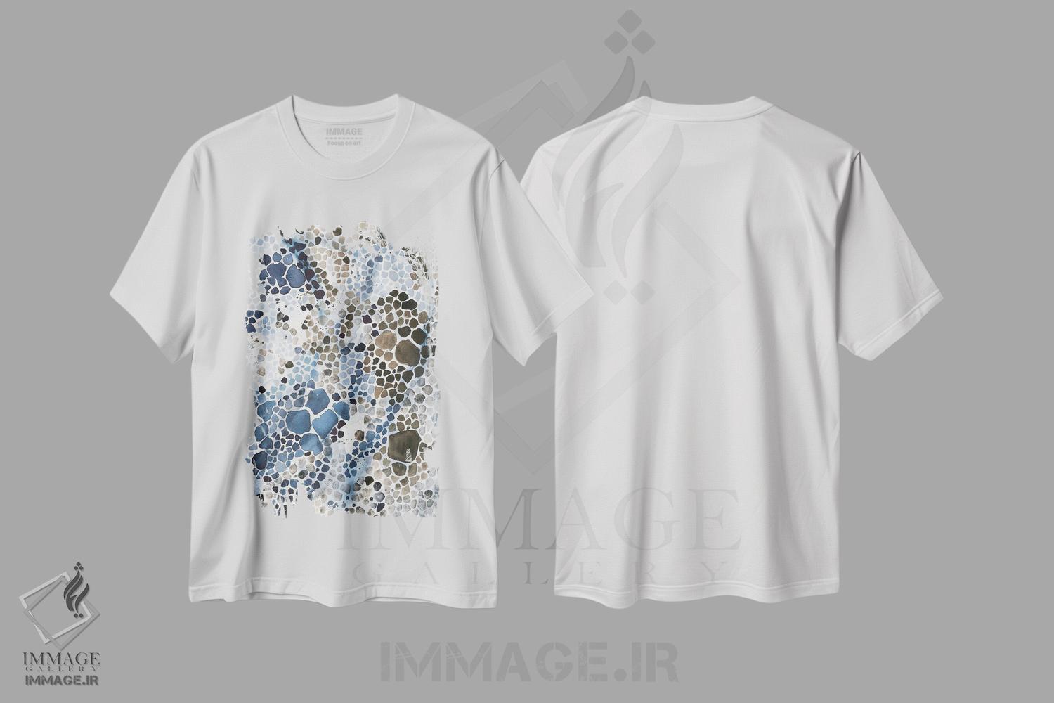 تیشرت طرح دار انتزاع آبی و قهوه ای II، آبستره اثر آنا اوز | immage.ir