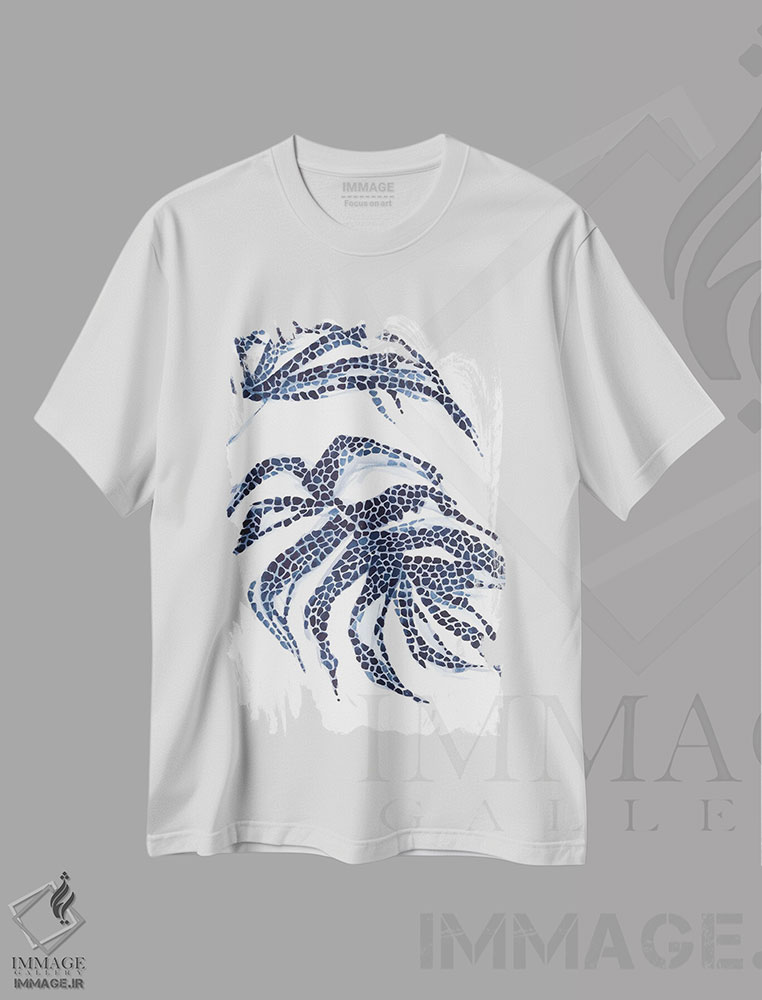 تیشرت طرح دار مونسترا آبی انتزاعی، آبستره اثر آنا اوز | immage.ir