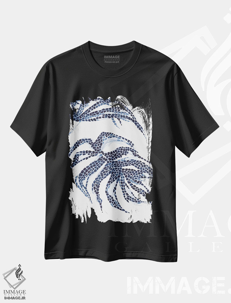 تیشرت طرح دار مونسترا آبی انتزاعی، آبستره اثر آنا اوز | فروشگاه ایماژ