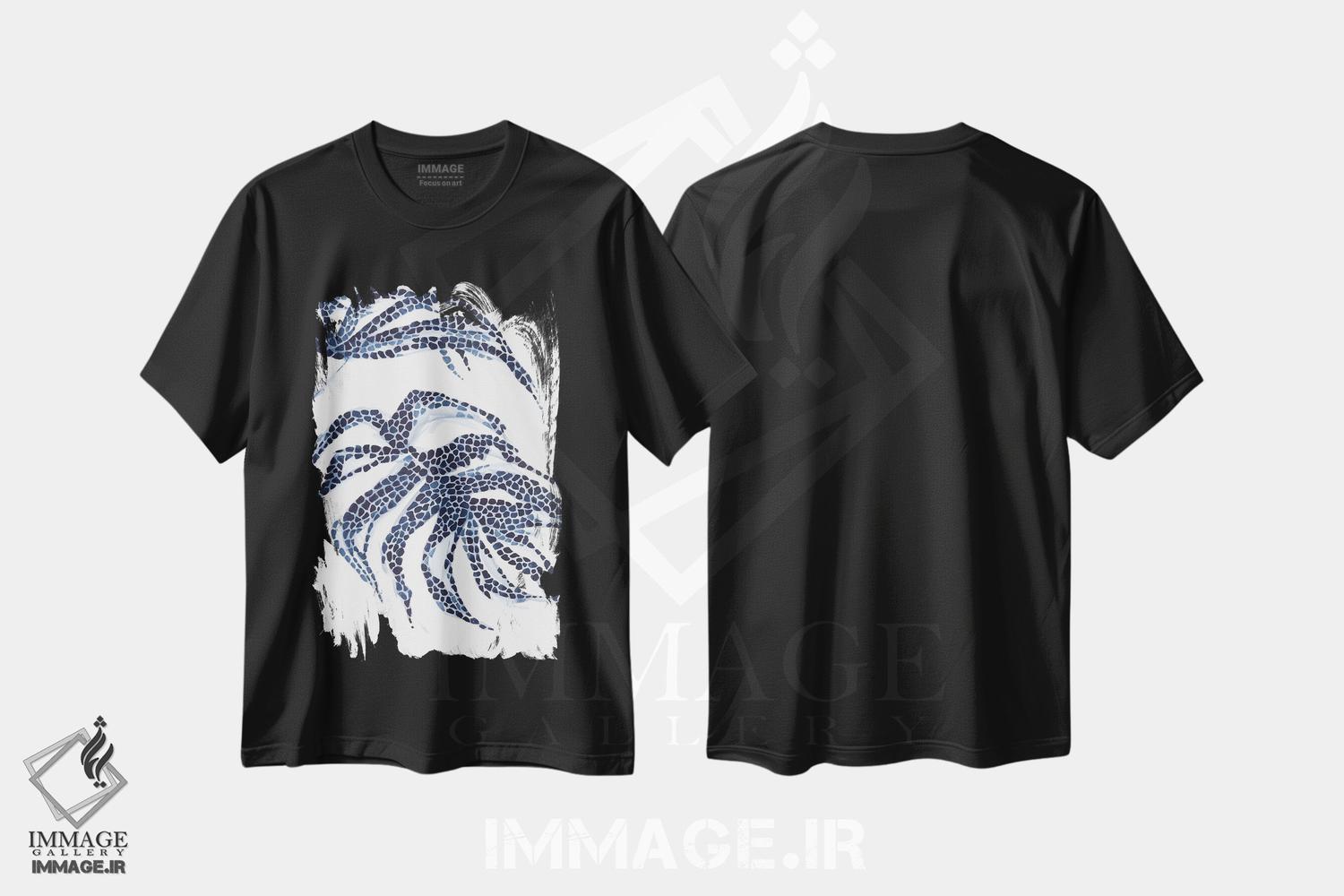 تیشرت طرح دار مونسترا آبی انتزاعی، آبستره اثر آنا اوز | فروشگاه ایماژ