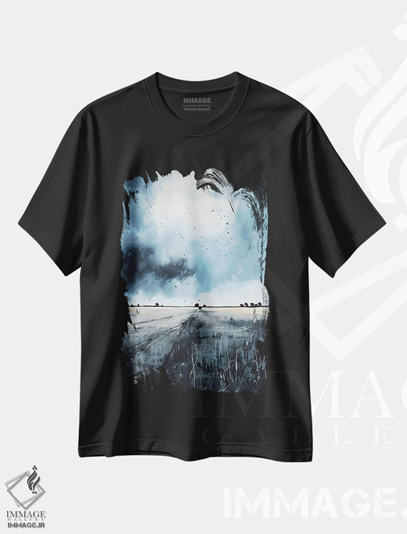 تیشرت طرح دار منظرهٔ خاکستری طوفانی، آبستره اثر آنا اوز | فروشگاه ایماژ