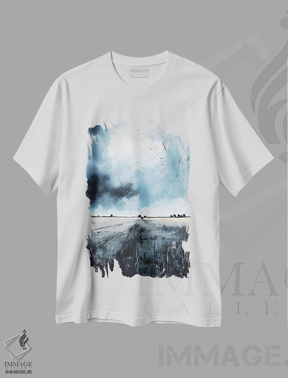 تیشرت طرح دار منظرهٔ خاکستری طوفانی، آبستره اثر آنا اوز | immage.ir
