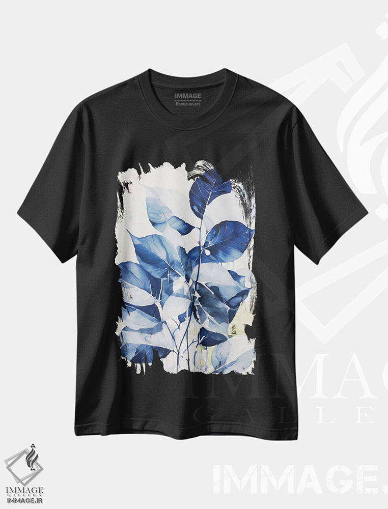 تیشرت طرح دار برگ های آبی I، مدیوم اثر آنا اوز | فروشگاه ایماژ
