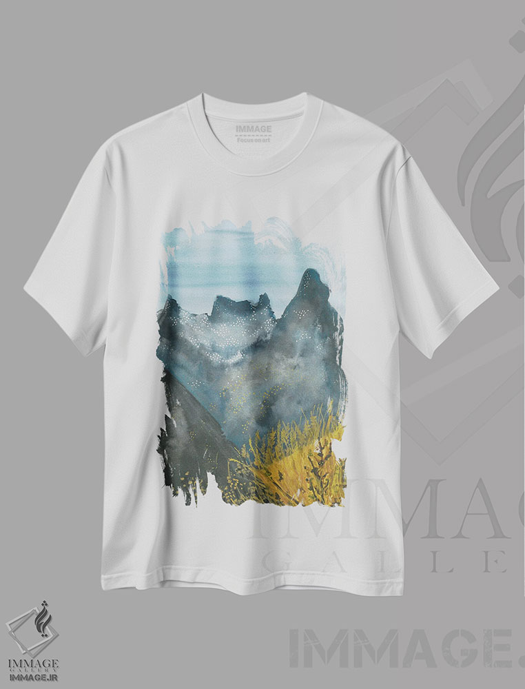 تیشرت طرح دار کوه های برفی آبی، مدیوم اثر آنا اوز | immage.ir