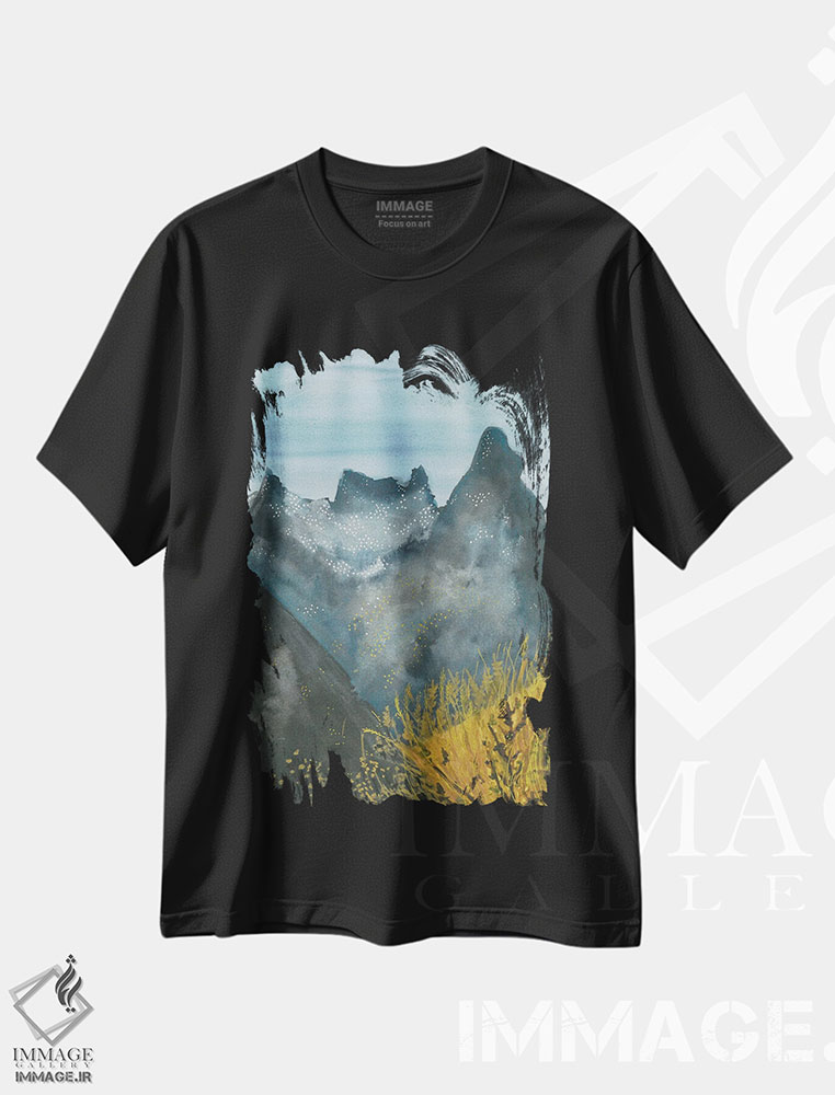 تیشرت طرح دار کوه های برفی آبی، مدیوم اثر آنا اوز | فروشگاه ایماژ