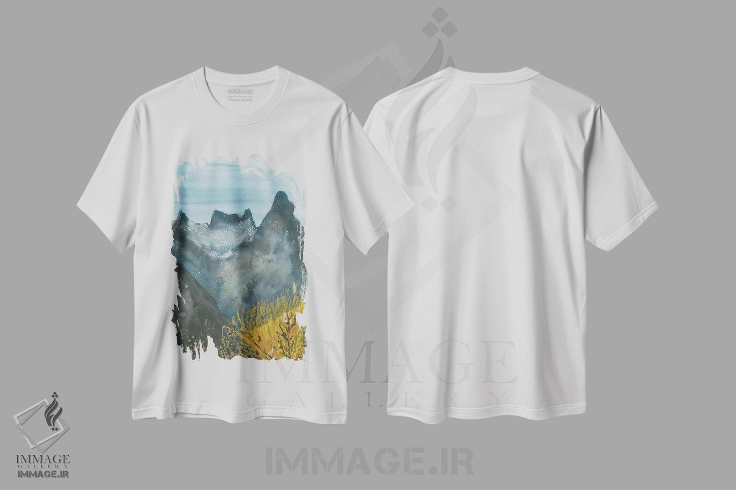 تیشرت طرح دار کوه های برفی آبی، مدیوم اثر آنا اوز | immage.ir