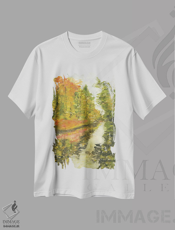 تیشرت طرح دار منظرهٔ پاییزی، مدیوم اثر آنا اوز | immage.ir