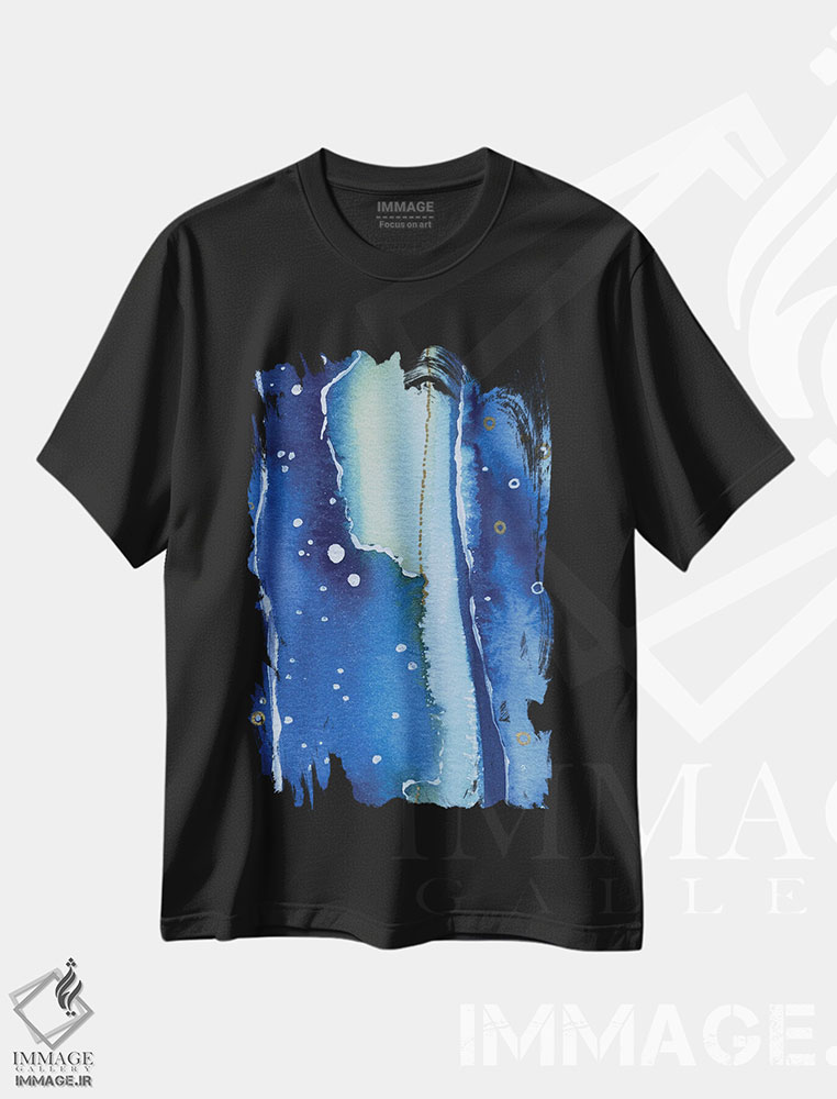 تیشرت طرح دار نقاشی انتزاعی آبی اثر آنا اوز | فروشگاه ایماژ