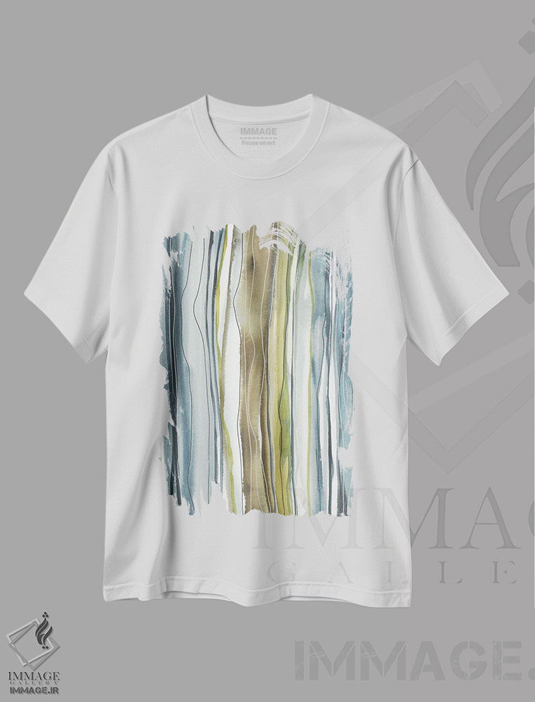 تیشرت طرح دار انتزاع آبی و قهوه ای اثر آنا اوز | immage.ir