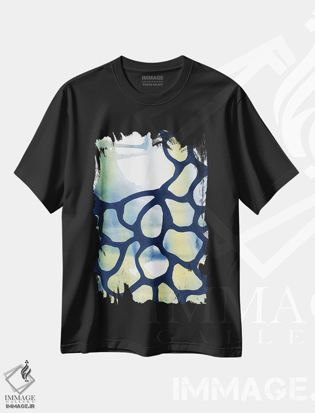 تیشرت طرح دار انتزاع آبرنگ آبی-سبز II اثر آنا اوز | فروشگاه ایماژ