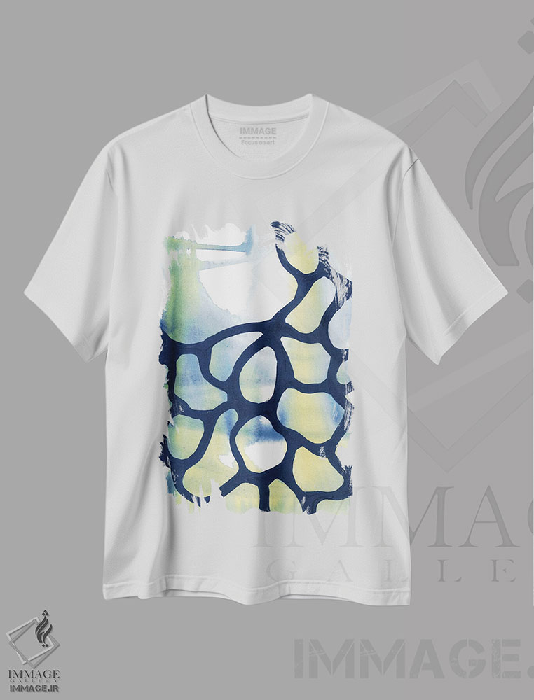 تیشرت طرح دار انتزاع آبرنگ آبی-سبز II اثر آنا اوز | immage.ir