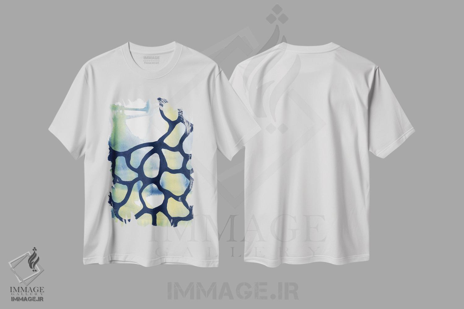 تیشرت طرح دار انتزاع آبرنگ آبی-سبز II اثر آنا اوز | immage.ir