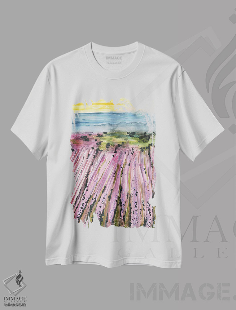 تیشرت طرح دار مزارع اسطوخودوس بنفش، مدیوم اثر آنا اوز | immage.ir