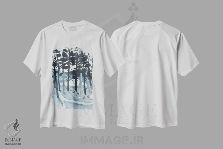 تیشرت طرح دار جنگل آبی، مسیر اسنوبورد، دکور معاصر اثر آنا اوز | immage.ir