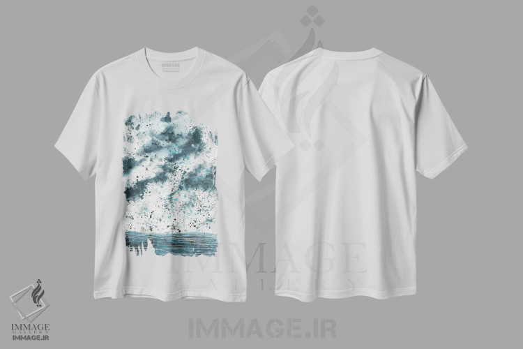 تیشرت طرح دار انتزاعی آسمان آبی، مدیوم اثر آنا اوز | immage.ir