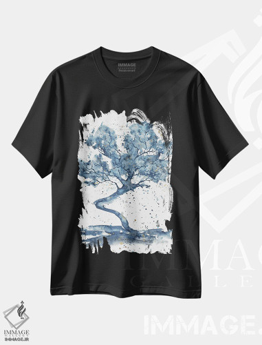 تیشرت طرح دار درخت بزرگ انتزاعی آبی، مدیوم اثر آنا اوز | فروشگاه ایماژ