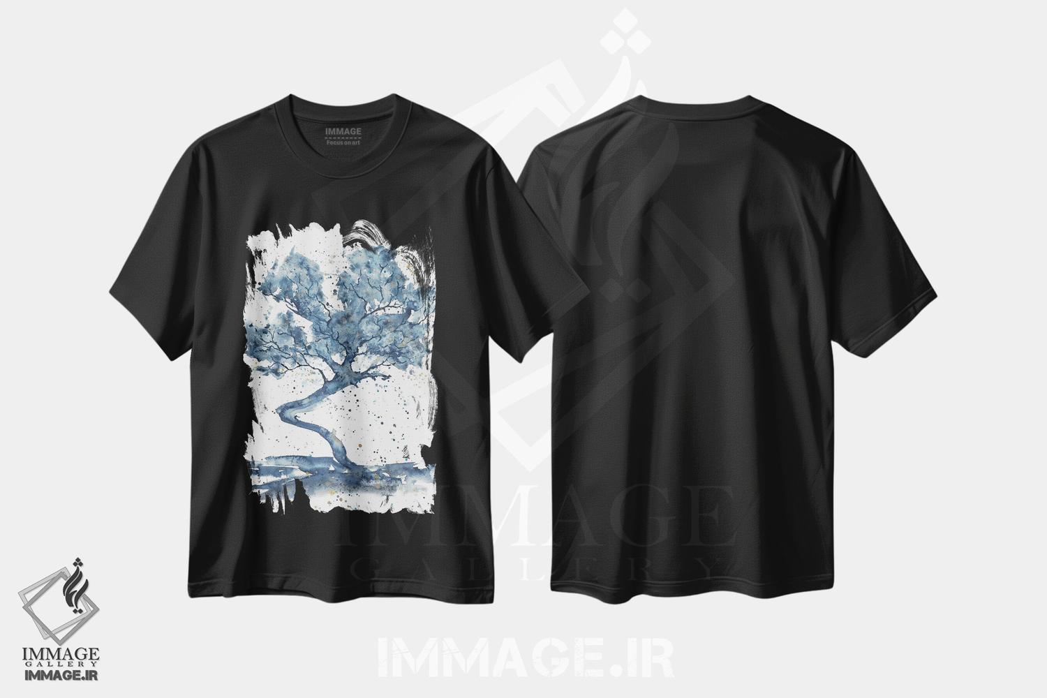 تیشرت طرح دار درخت بزرگ انتزاعی آبی، مدیوم اثر آنا اوز | فروشگاه ایماژ