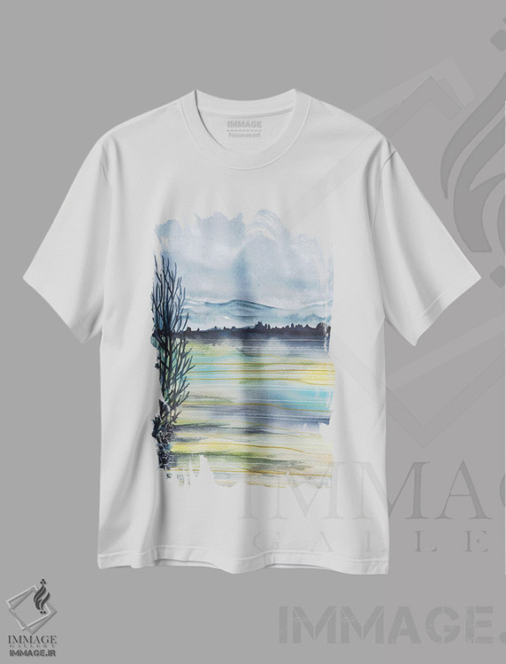 تیشرت طرح دار دشت رنگارنگ، منظره حومه روستا، آبستره اثر آنا اوز | immage.ir