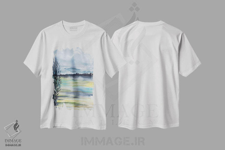 تیشرت طرح دار دشت رنگارنگ، منظره حومه روستا، آبستره اثر آنا اوز | immage.ir