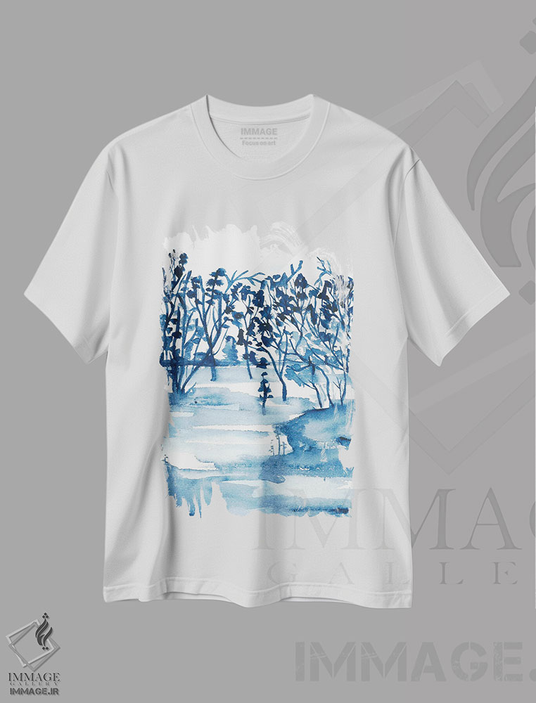 تیشرت طرح دار آبی روشن با آبرنگ، مدیوم اثر آنا اوز | immage.ir