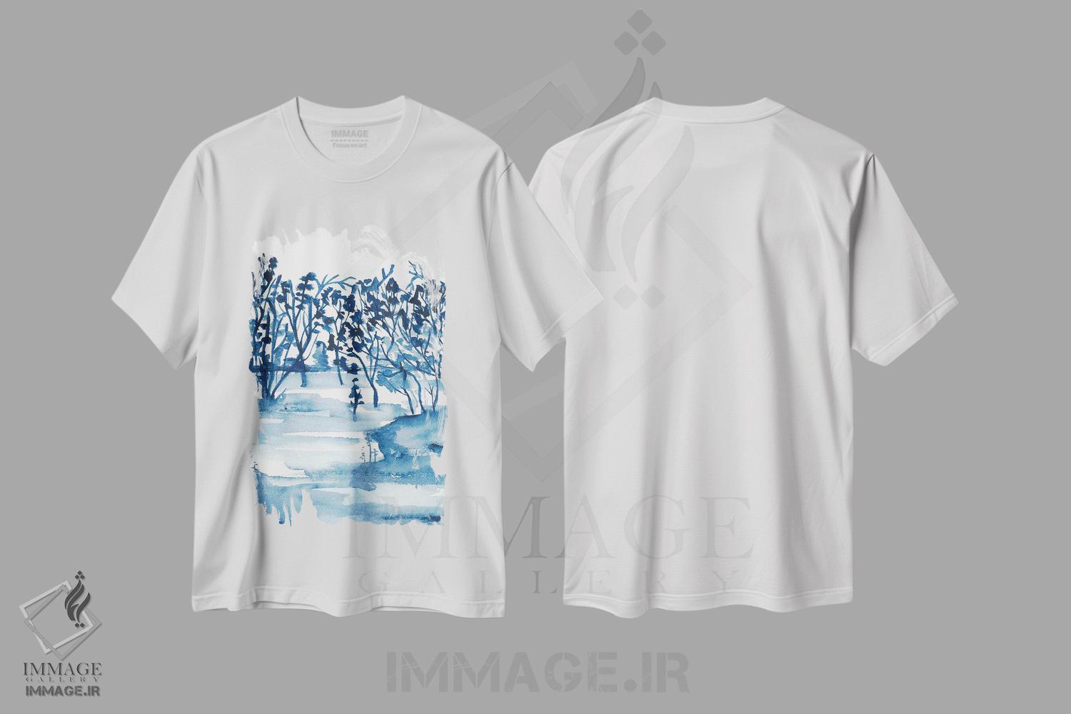 تیشرت طرح دار آبی روشن با آبرنگ، مدیوم اثر آنا اوز | immage.ir
