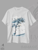 تیشرت طرح دار درخت آبی انتزاعی، منظره آبرنگ، آبستره اثر آنا اوز | immage.ir