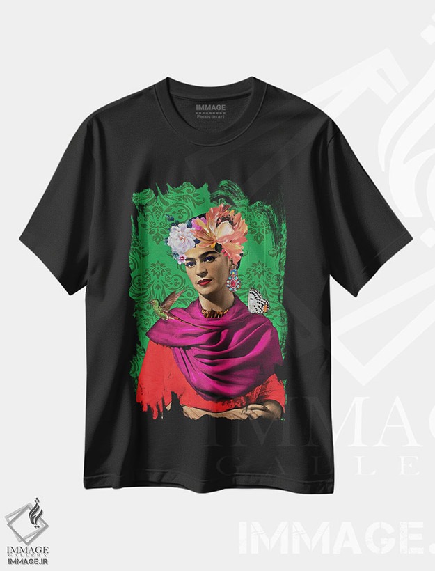 تیشرت طرح دار فریدا سبز، دکور بوهمی اثر آنا پائولا هوپه | فروشگاه ایماژ