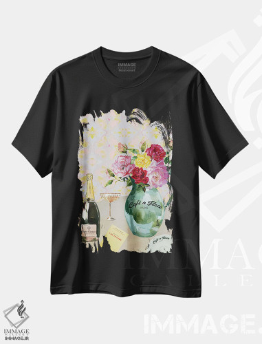 تیشرت طرح دار Café De Flore، تزئینی اثر آنا پائولا هوپه | فروشگاه ایماژ