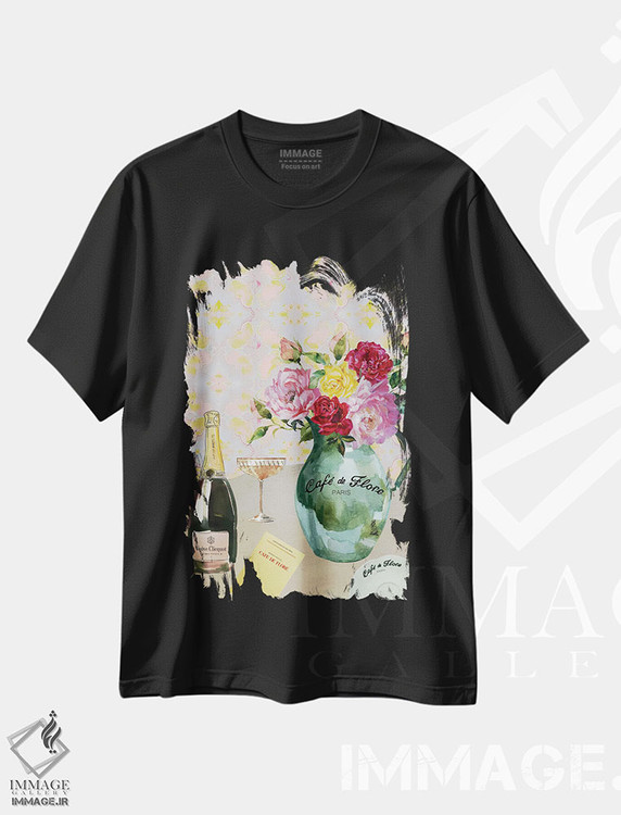 تیشرت طرح دار Café De Flore، تزئینی اثر آنا پائولا هوپه | فروشگاه ایماژ