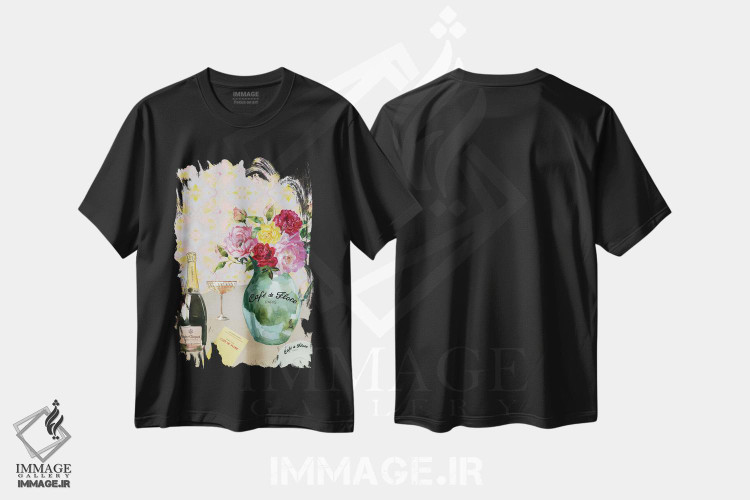 تیشرت طرح دار Café De Flore، تزئینی اثر آنا پائولا هوپه | فروشگاه ایماژ