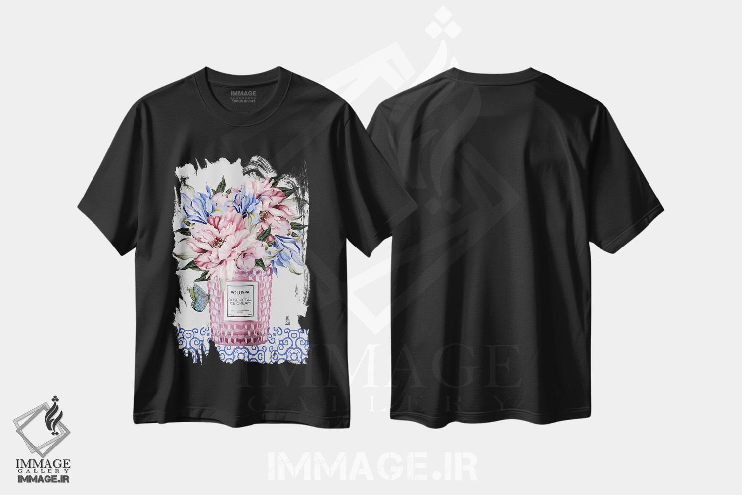 تیشرت طرح دار شمع با گل ها، تزئینی اثر آنا پائولا هوپه | فروشگاه ایماژ