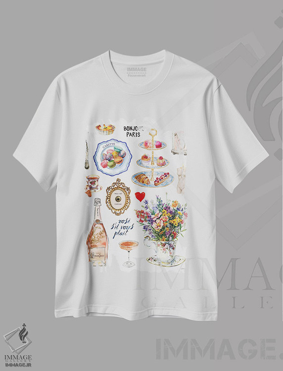 تیشرت طرح دار Rosé S'il Vous Plaît، تزئینی اثر آنا پائولا هوپه | immage.ir