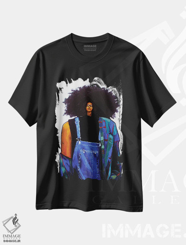 تیشرت طرح دار اولین - معلق در آسمان آبی، هنر آمریکایی آفریقایی تبار اثر آلو پروسپر | فروشگاه ایماژ