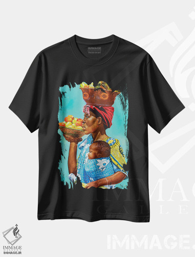 تیشرت طرح دار تلاش و تقلا، هنر آمریکایی آفریقایی تبار اثر آلو پروسپر | فروشگاه ایماژ