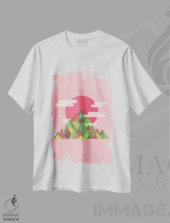 تیشرت طرح دار قله های صورتی، تزئینی اثر آدام پریستر | immage.ir