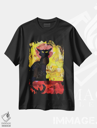 تیشرت طرح دار گربهٔ سیاه، مدیوم اثر آرت پاپ تارت | فروشگاه ایماژ
