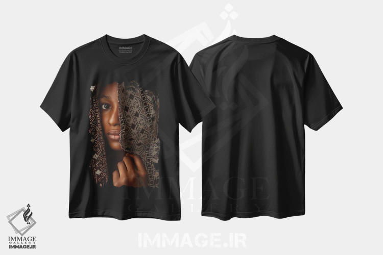 تیشرت طرح دار زن مرموز، هنر آمریکایی آفریقایی تبار اثر آدنیران آدسانیا | فروشگاه ایماژ