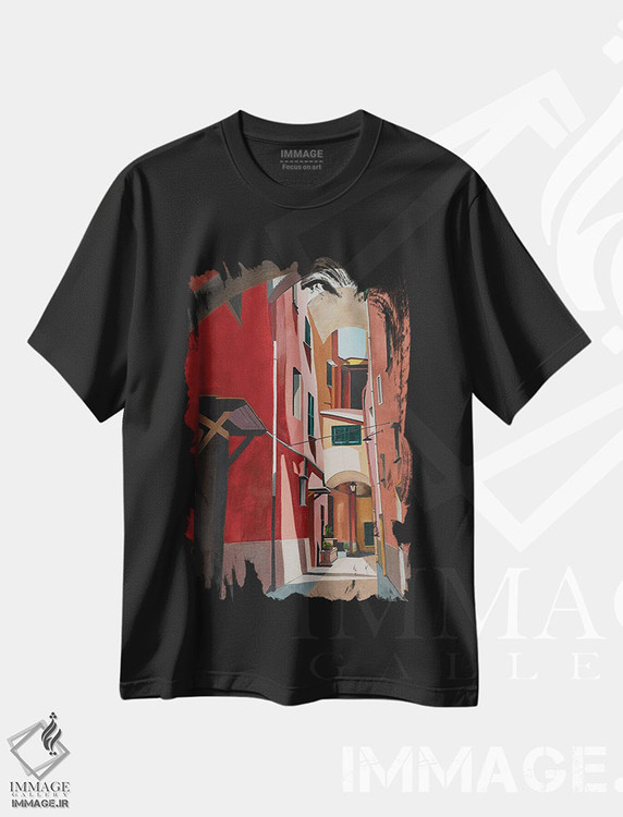 تیشرت طرح دار پورتو مائوریتزیو، ایتالیا، هنر فاخر معاصر اثر آن دو پلنتی | فروشگاه ایماژ