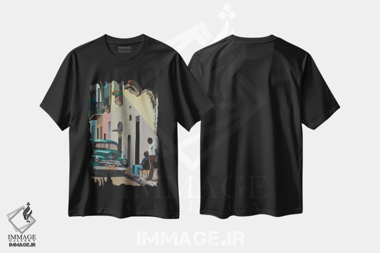 تیشرت طرح دار کوبای آرام، کوبا، هنر فاخر معاصر اثر آن دو پلنتی | فروشگاه ایماژ