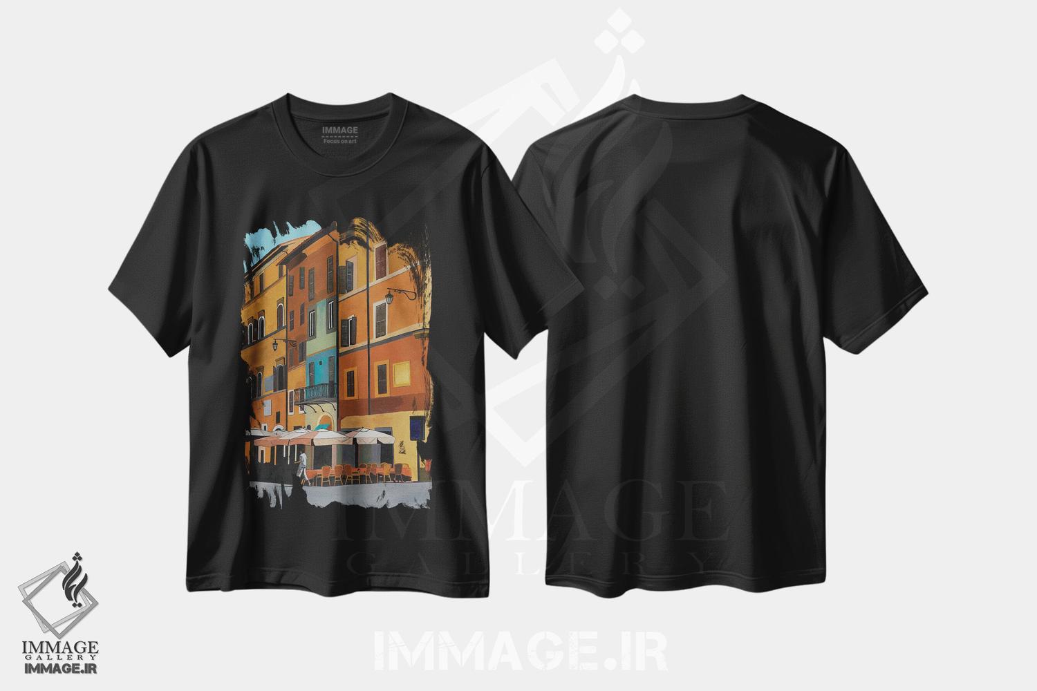 تیشرت طرح دار رم، ایتالیا، هنر فاخر معاصر اثر آن دو پلنتی | فروشگاه ایماژ