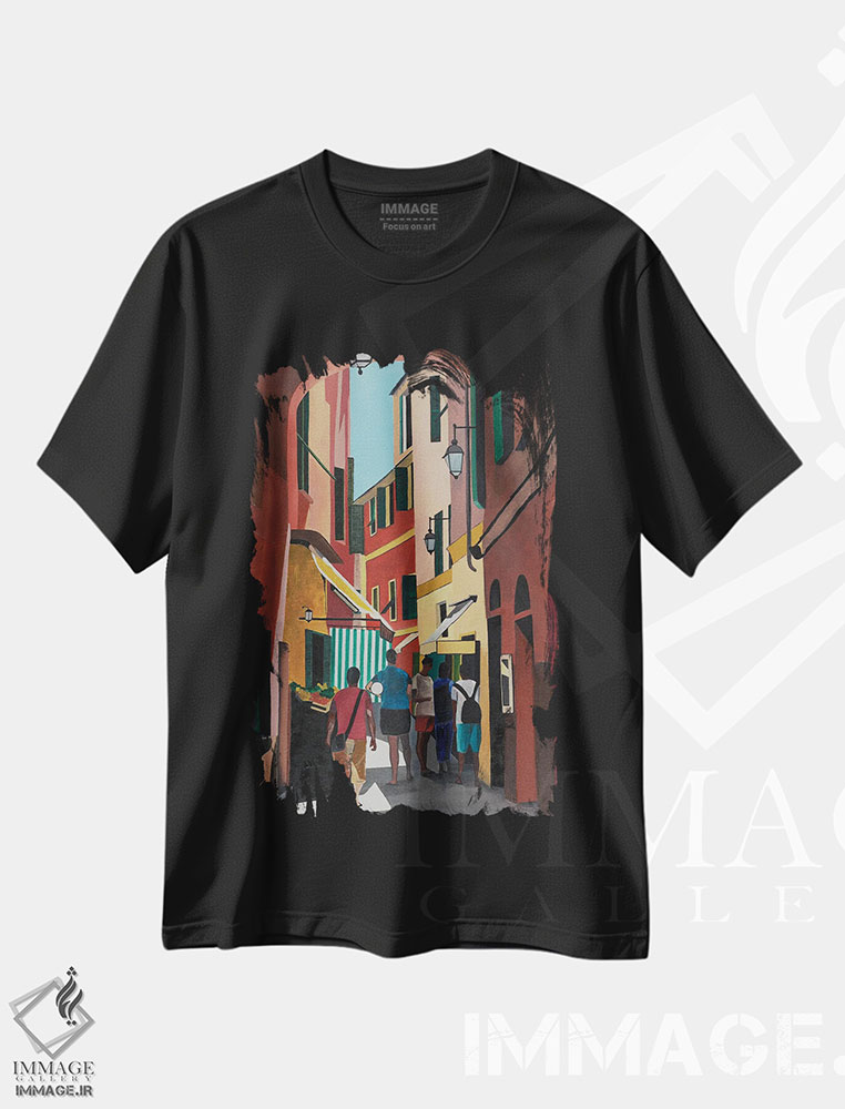 تیشرت طرح دار لایگوئلیا، ایتالیا، هنر فاخر معاصر اثر آن دو پلنتی | فروشگاه ایماژ