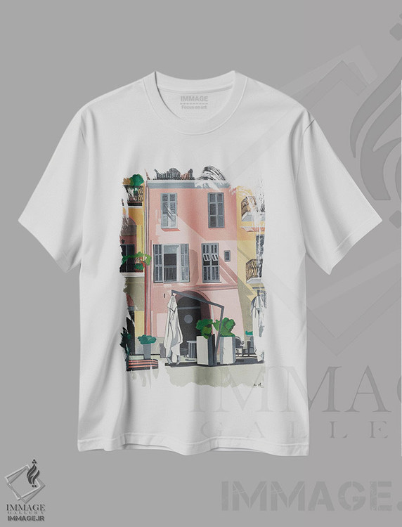 تیشرت طرح دار ایمپریا صورتی، ایتالیا، هنر فاخر معاصر اثر آن دو پلنتی | immage.ir