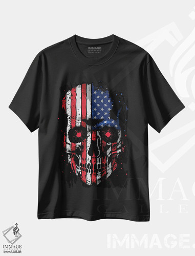 تیشرت طرح دار جمجمه آمریکایی، هنر دیجیتال اثر آلبرتو پرز | فروشگاه ایماژ