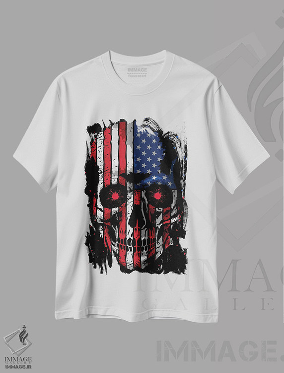 تیشرت طرح دار جمجمه آمریکایی، هنر دیجیتال اثر آلبرتو پرز | immage.ir