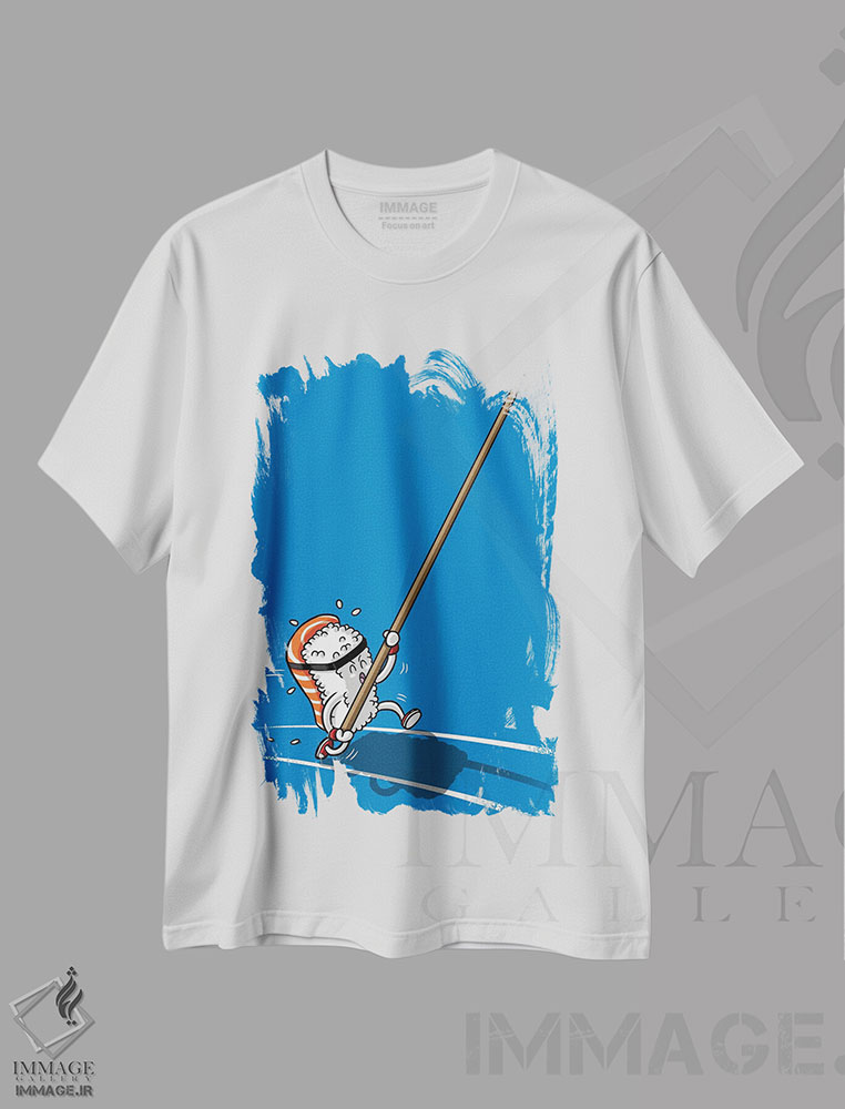 تیشرت طرح دار فرار سوشی، هنر دیجیتال اثر آلبرتو پرز | immage.ir