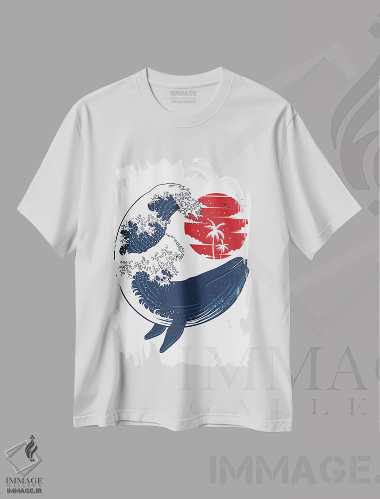 تیشرت طرح دار موج نهنگ، دکور آسیایی اثر آلبرتو پرز | immage.ir