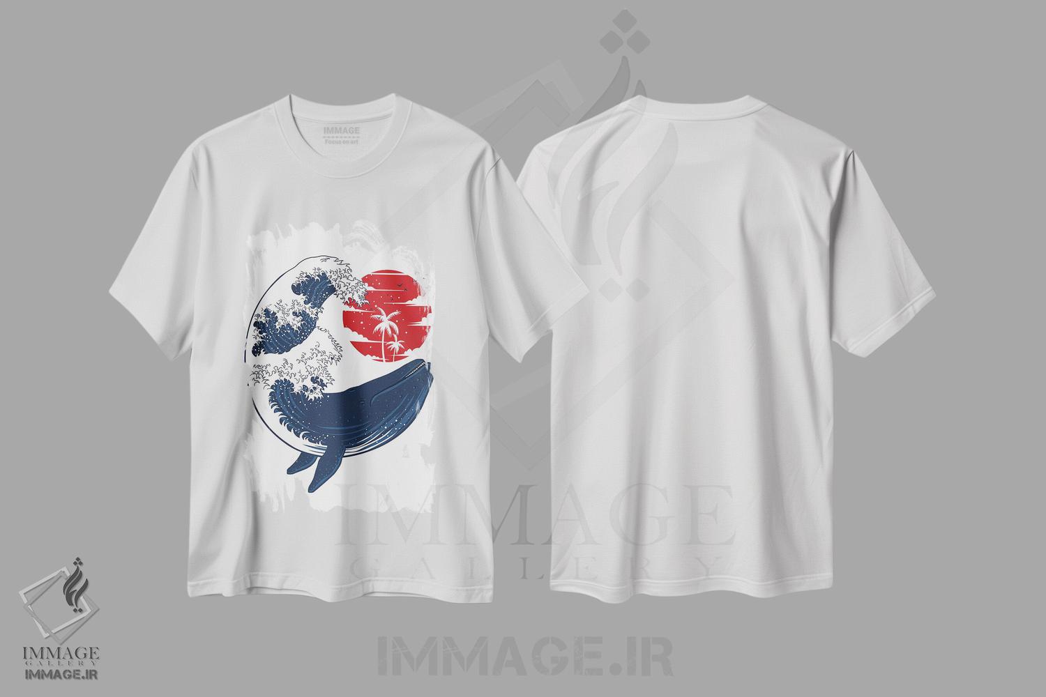 تیشرت طرح دار موج نهنگ، دکور آسیایی اثر آلبرتو پرز | immage.ir